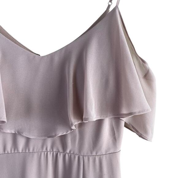 Birdy Grey Jane Convertible Chiffon Maxi Bridesmaid Dress with Slit in Taupe, S - Picture 5 of 13